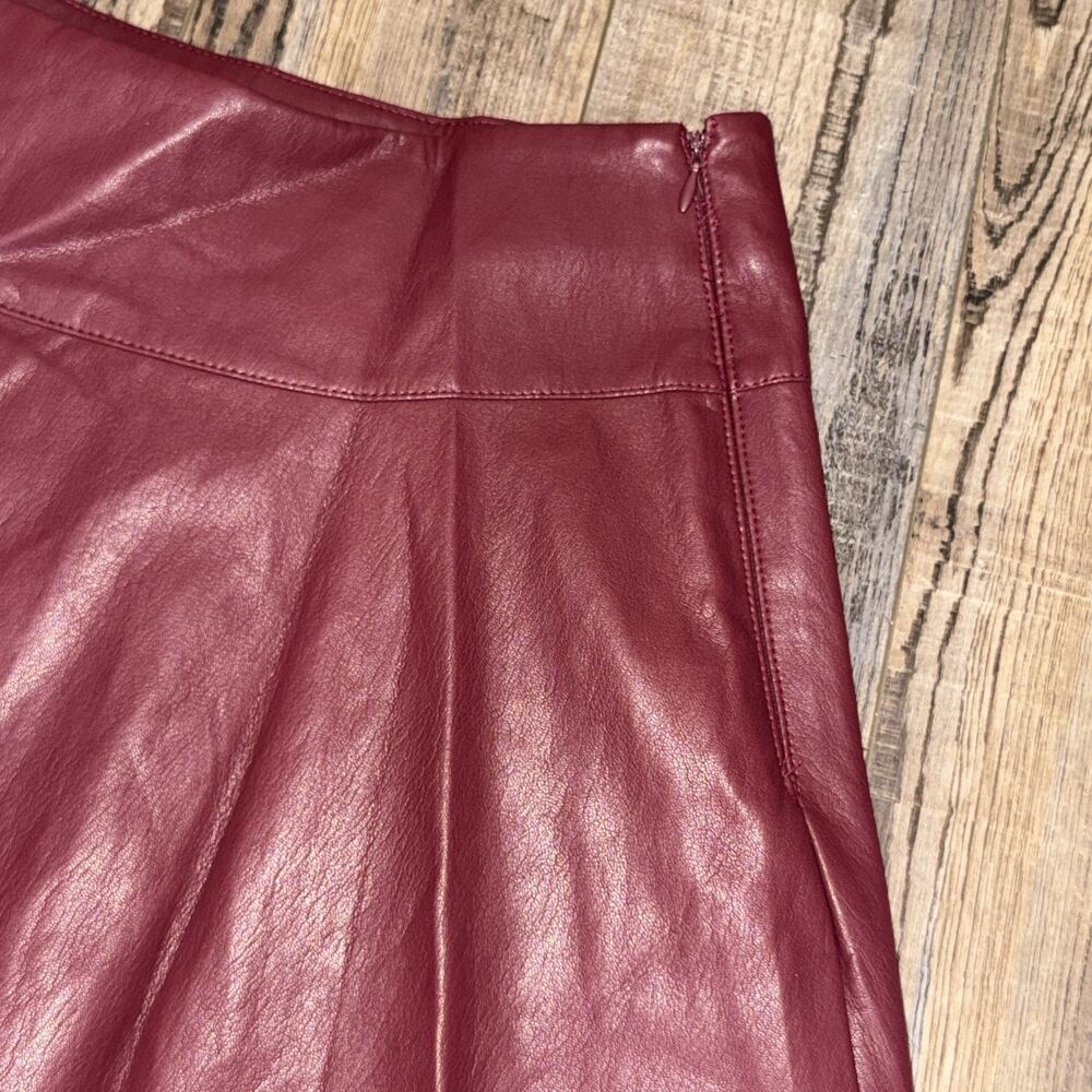 Lulus Burgundy Faux Leather Skort Large Moto Y2K Dark Academia Indie Sleaze Rock - Picture 5 of 9